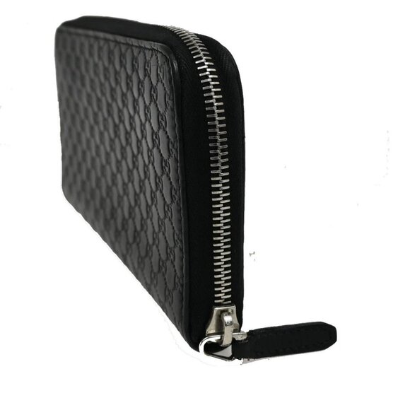 GUCCI Logo Guccissima GG Pattern Long Zipper Wallet Leather Black - Picture 2 of 12